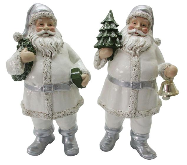 Imagem de Papai Noel Jogo c/2 Branco de Resina Decoração Natal 19cm