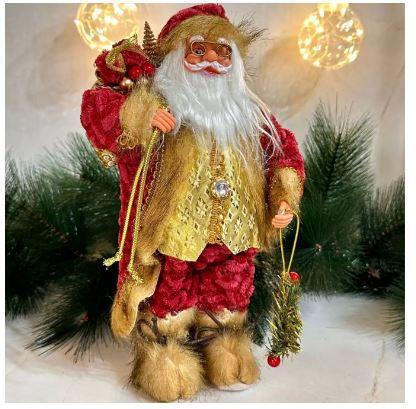 Imagem de Papai Noel Luxo Boneco Realista 45cm Decoração Natalina Enfeite De Natal