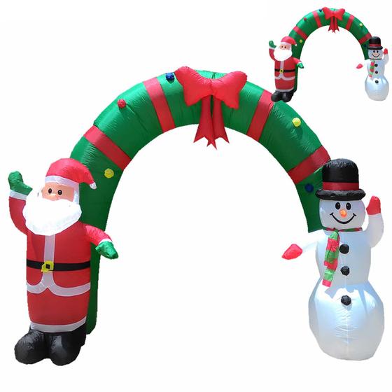 Imagem de Papai Noel Natal Boneco de Neve Inflavel Em Arco Natalino Alto Grande Final de Ano Festas Decoração