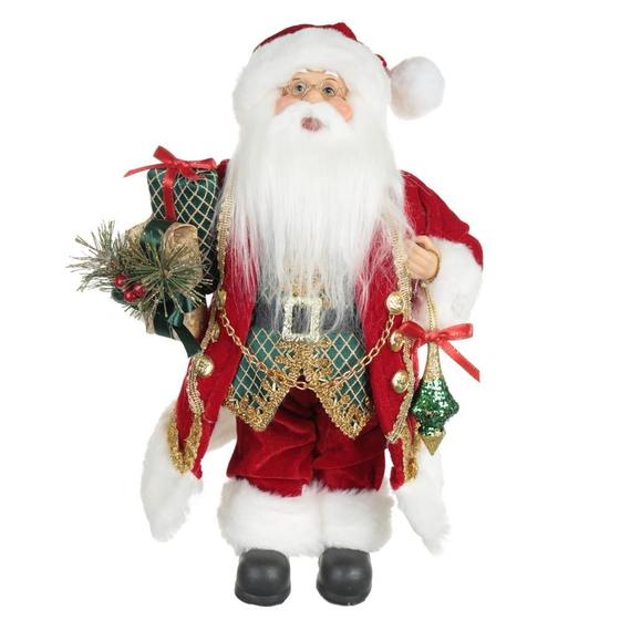 Imagem de PAPAI NOEL NATAL EM PE (VERMELHO DOURADO) 30cm FLORARTE