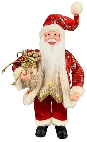 Imagem de Papai Noel Pequeno Dourado/Vermelho Decoração Natal 30cm