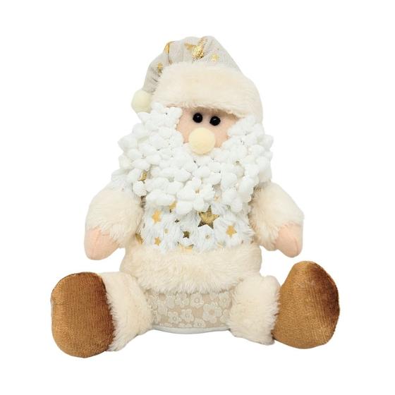 Imagem de Papai Noel Sentado Pelúcia Star Gold Champanhe 25cm - Magizi