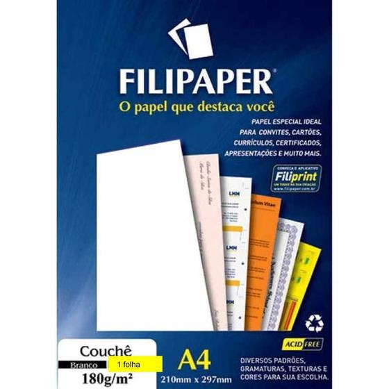 Imagem de Papel 180g A4 Couchê Brilho Filipaper