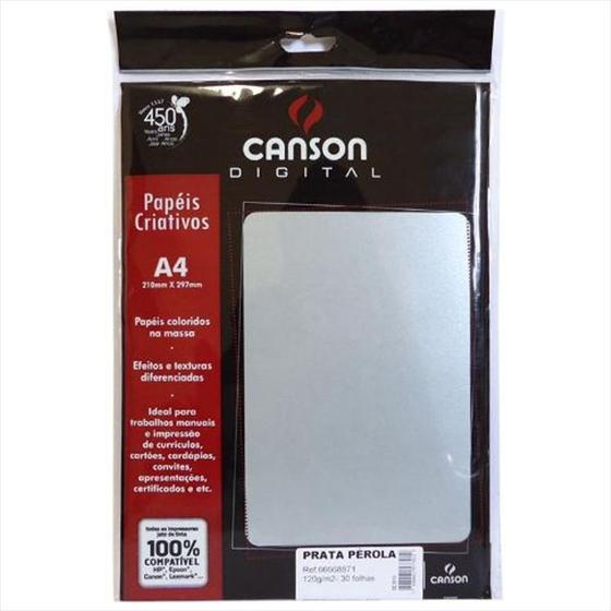 Imagem de Papel A4 120g Canson prata perola 30 folhas