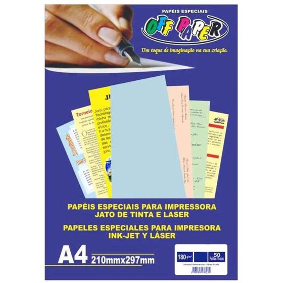 Imagem de Papel A4 180g 50fls Linho Azul Off Paper