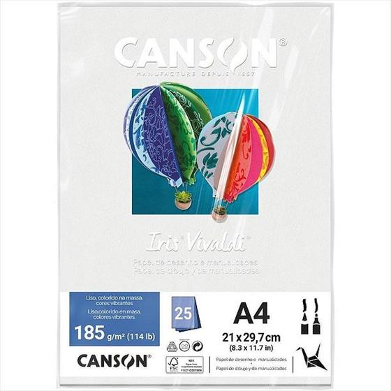 Imagem de Papel A4 185g Canson iris vivaldi branco com 25 folhas