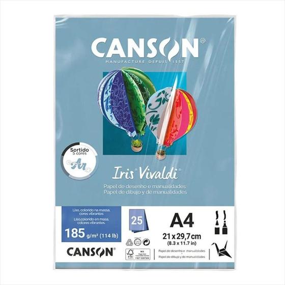 Imagem de Papel A4 185g Canson iris vivaldi sortido ar com 25 fls