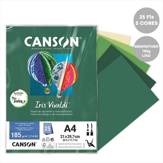 Imagem de Papel A4 185g Canson iris vivaldi sortido terra com 25 fls