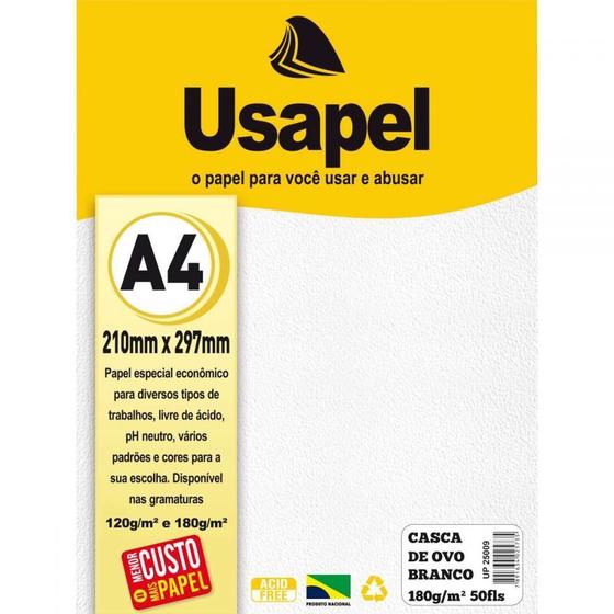 Imagem de Papel A4 Casca de Ovo Branco 180g/m² 50 Folhas Usapel