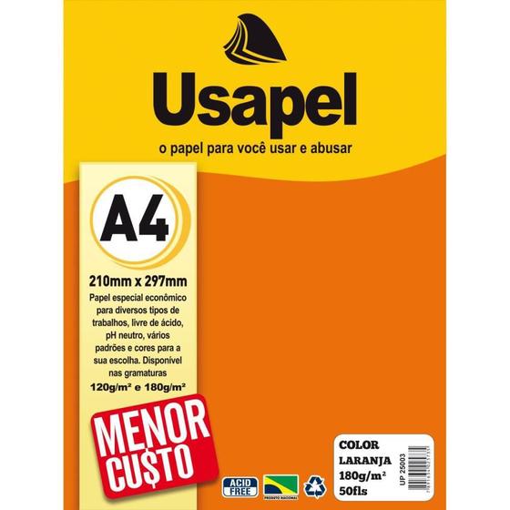 Imagem de Papel A4 Color Usapel Laranja 180G