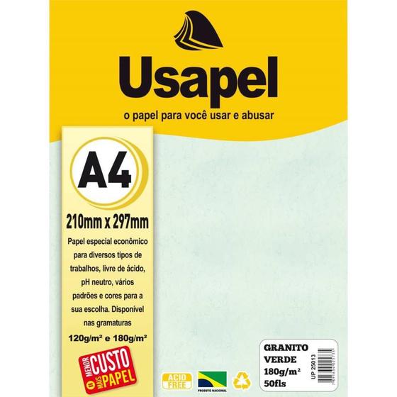 Imagem de Papel A4 Granito Usapel Verde 180G.