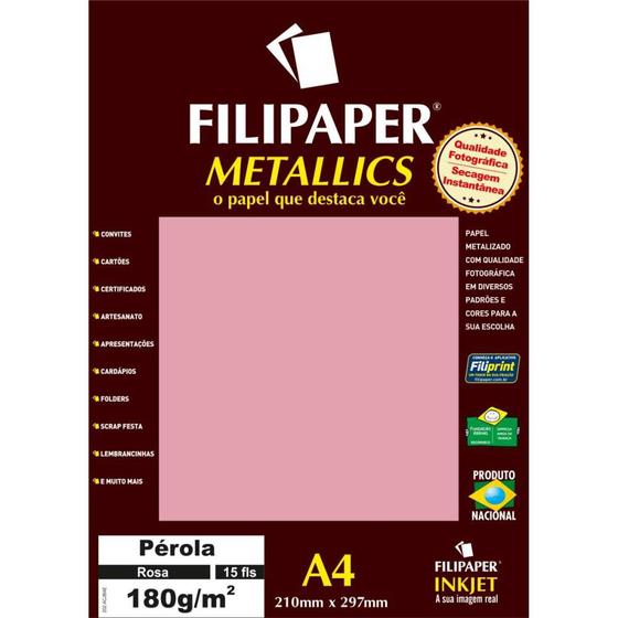 Imagem de Papel A4 Metalico Perola Rosa 180GR.