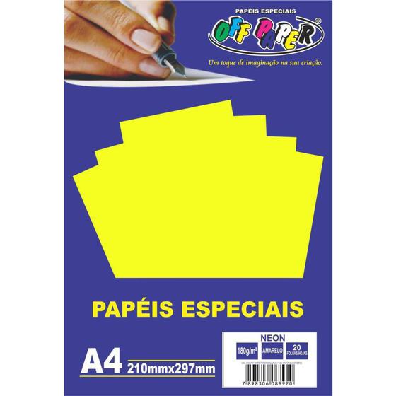 Imagem de Papel a4 neon amarelo 180g. cx com 20 - GNA