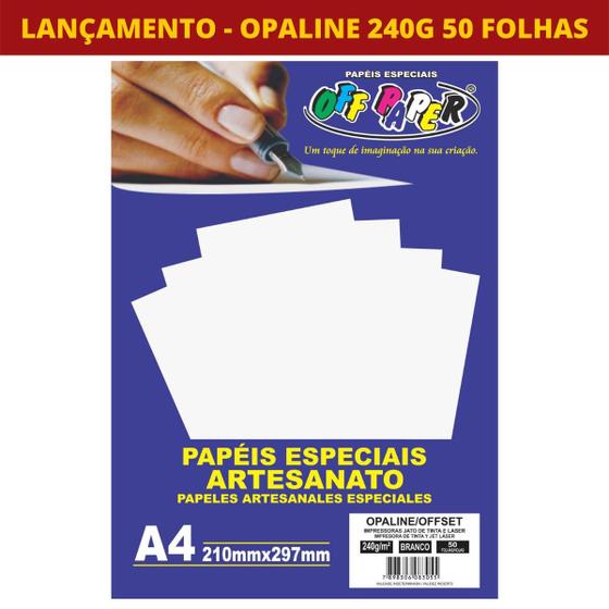 Imagem de Papel A4 Opaline/Off Set Branco 240G 50 Fls