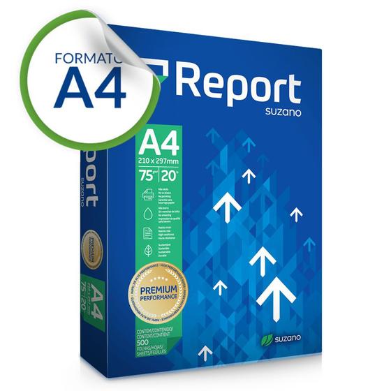 Papel A4 Sulfite Report Premium 75g 500 folhas Menor preço em Papel A4 Sulfite Report Premium 75g 500 folhas
