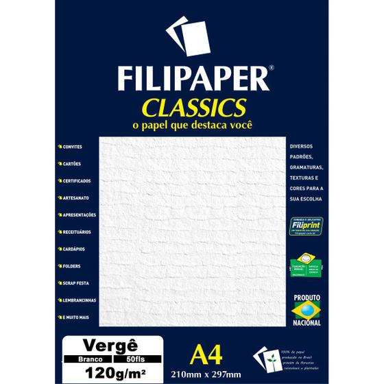 Imagem de Papel A4 Verge Branco 120G. (7891634323619)