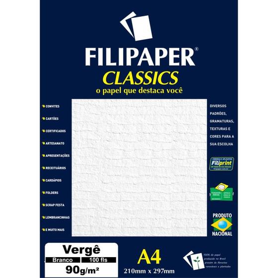 Imagem de Papel A4 Verge Branco Classics 90G.