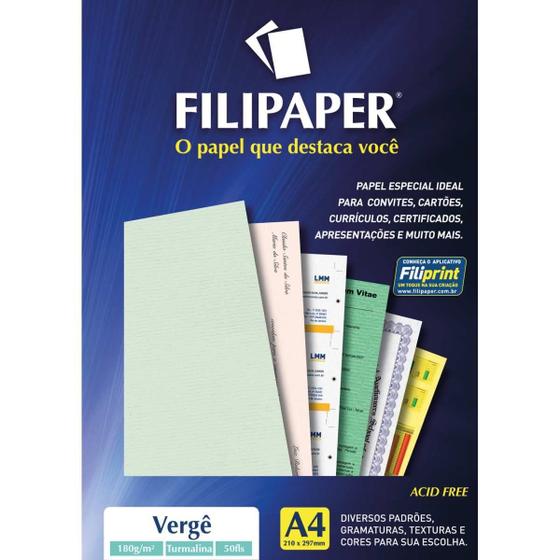 Imagem de Papel A4 Verge Turmalina Verde 180G.