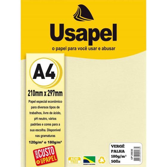 Imagem de Papel A4 Verge Usapel Palha 180G.