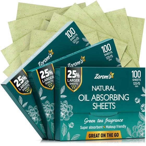 Imagem de Papel Absorvente de Óleo Green Tea - 300 Folhas Grandes (4,7x3") - Para Pele Oleosa