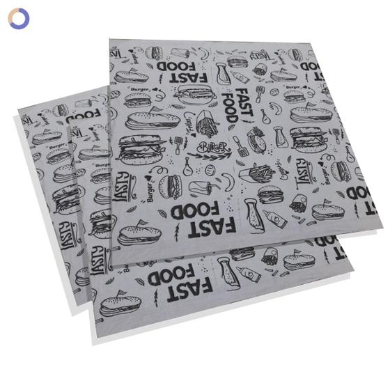 Imagem de Papel Acoplado 40x40 Cm 400 Fls Lanche Fast Food Hamburguer