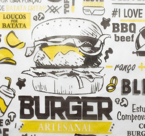 Imagem de Papel Acoplado Embalagem Hamburguer 38X40 500 Folhas