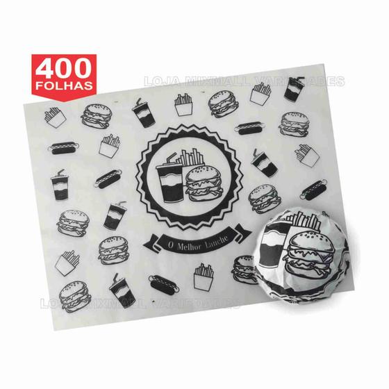 Papel Acoplado Hamburguer 40X40cm Lanche Forte Com 400 Unid - Tolepel Imagem de Papel Acoplado Hamburguer 40X40cm Lanche Forte Com 400 Unid