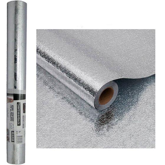 Imagem de Papel Adesivo Alumínio Metalizado Rolo Lavável 2M Forro Fogão
