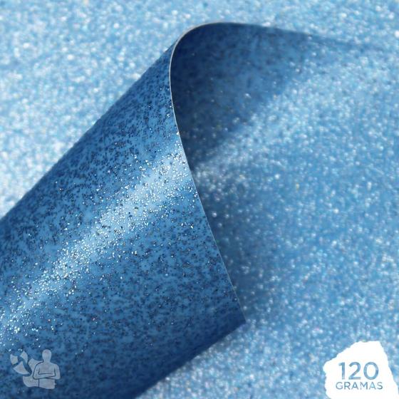 Imagem de Papel Adesivo Glitter 210g A4 (Azul Claro) 10 Folhas 