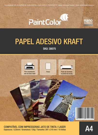 Papel Adesivo Kraft para Jato de Tinta 135g A4 100 Folhas - nano Imagem de Papel Adesivo Kraft para Jato de Tinta 135g A4 100 Folhas
