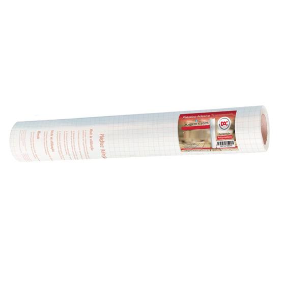 Imagem de Papel Adesivo Transparente 45cm x 25 metros - Plastico Auto Colante para Encapar, Proteger, Envelopar