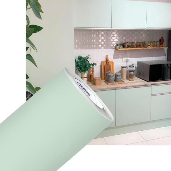 Papel Adesivo Vinil Envelopamento Móveis Verde Menta 0,61x5m Menor preço em Papel Adesivo Vinil Envelopamento Móveis Verde Menta 0,61x5m