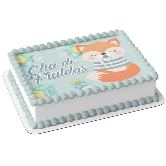 Imagem de Papel arroz comestível para bolo aniversário festa comemoração chá de fraldas bebê raposinha