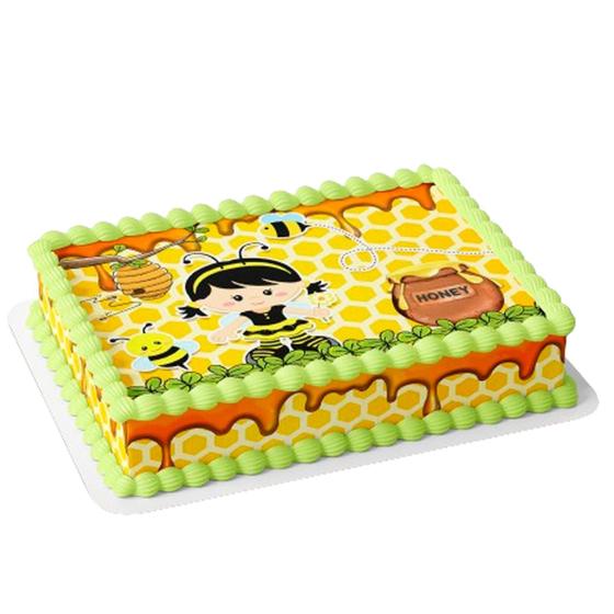 Imagem de Papel arroz e faixa para bolo festa comemoração surpresa aniversário  abelha abelhinha mel