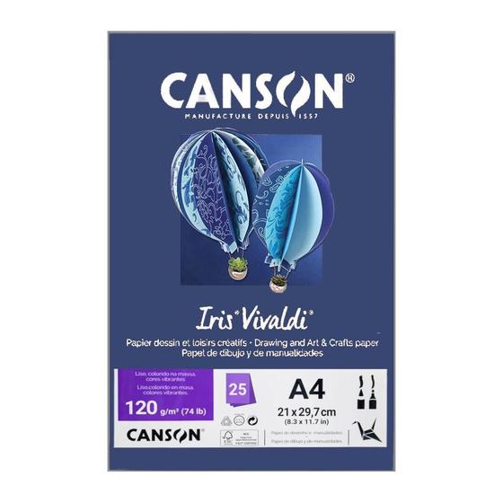 Imagem de Papel Canson A4 Iris Vivaldi 120G 25Fls ul Marinho