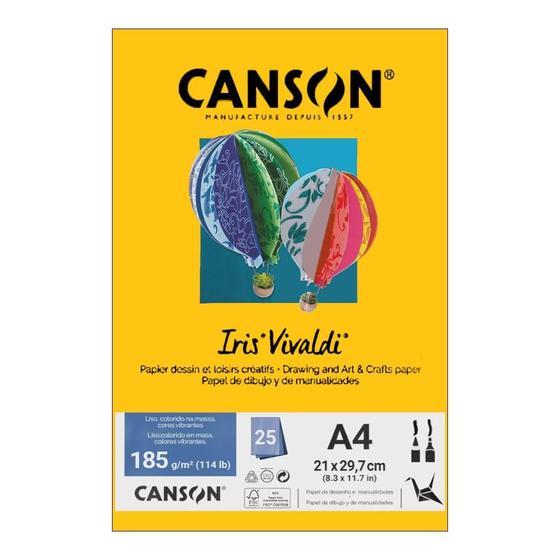 Imagem de Papel Canson A4 Iris Vivaldi 185G 25Fls Amarelo