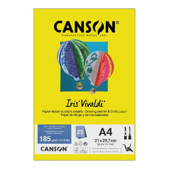 Papier Canson Iris Vivaldi - 50 Feuilles A3 Crème 185g/m² - Pour Dessin Et Art