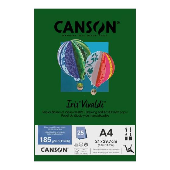 Imagem de Papel Canson A4 Iris Vivaldi 185g 25Fls - Escolha a Cor