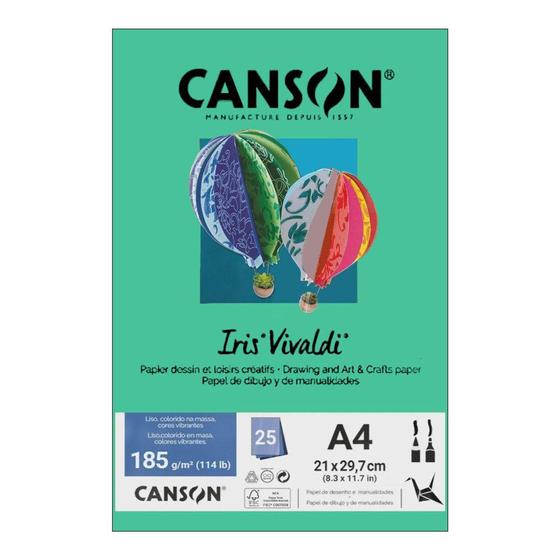 Imagem de Papel Canson A4 Iris Vivaldi 185g 25Fls - Escolha a Cor