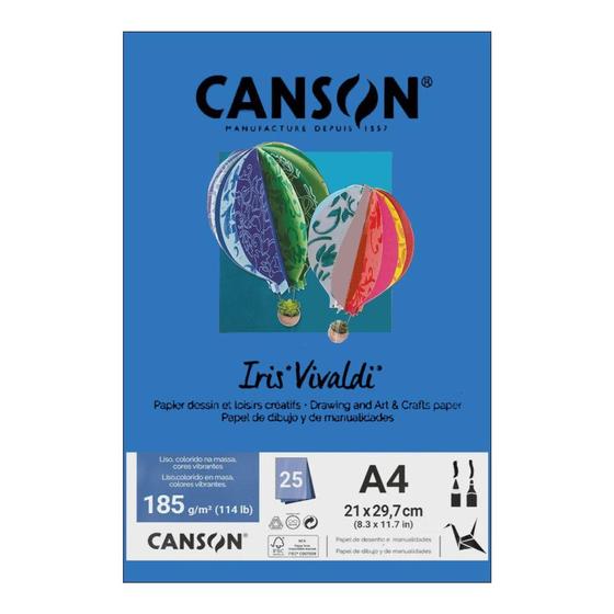 Imagem de Papel Canson A4 Iris Vivaldi 185g 25Fls - Escolha a Cor