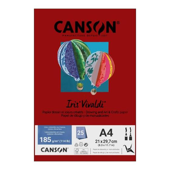Imagem de Papel Canson A4 Iris Vivaldi 185G 25Fls Grena