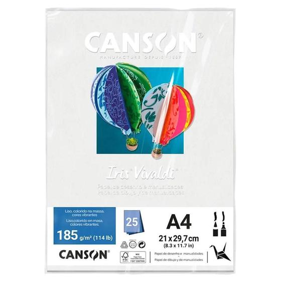 Imagem de Papel Canson Iris Vivaldi A4 185G 25Fls Cor Branco