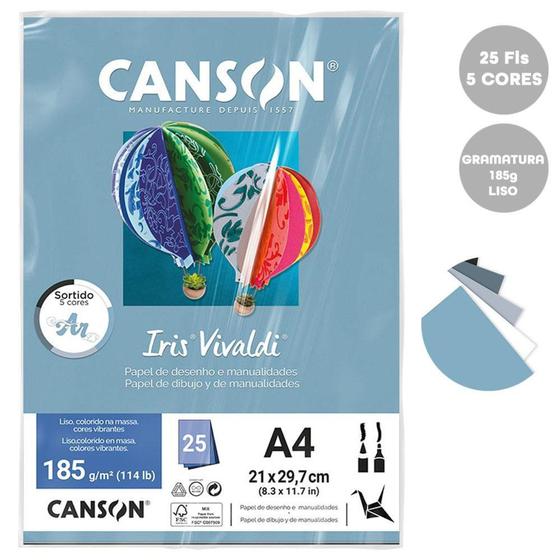 Imagem de Papel Canson Iris Vivaldi A4 185g 25fls Sortido Ar