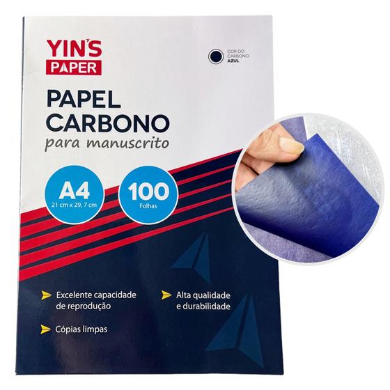 Imagem de Papel Carbono A4 para Manuscrito Caixa com 100 Folhas Cor Azul