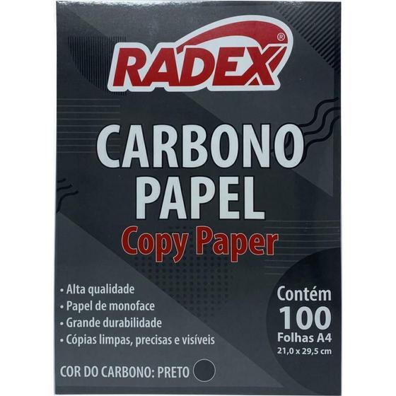 Imagem de Papel Carbono para Lápis A4 Papel Preto 100fls - Radex