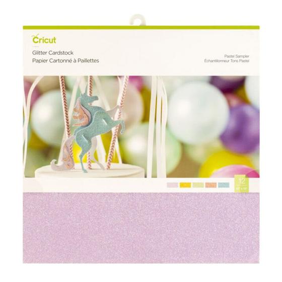 Imagem de Papel Cartão 5 Cores Glitter - Cricut Cardstock 30x30 cm - 10 Folhas