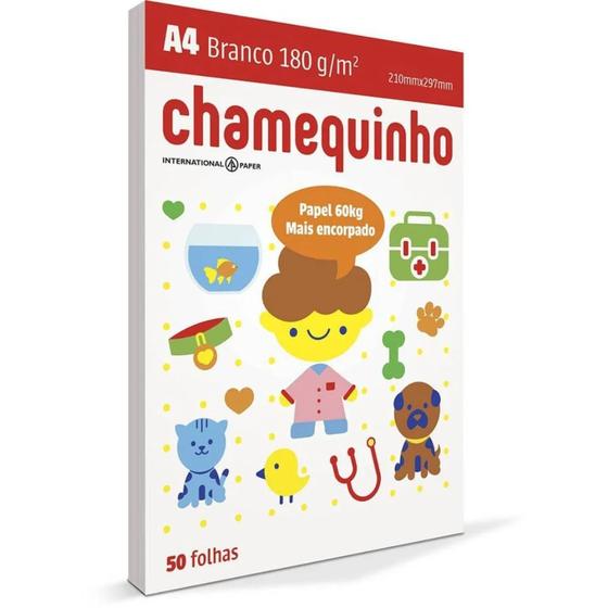 Imagem de Papel Chamequinho A4 180g Sulfite Branco Pacote C/50 Folhas