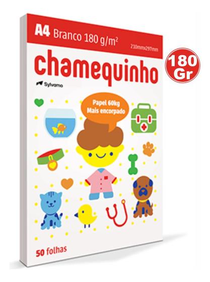 Imagem de Papel Chamequinho A4 Sulfite Desenho 180g Com 50 Folhas