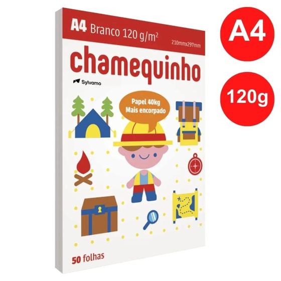 Imagem de Papel Chamequinho Sulfite Branco A4 120g  Pacote C/50 Folhas