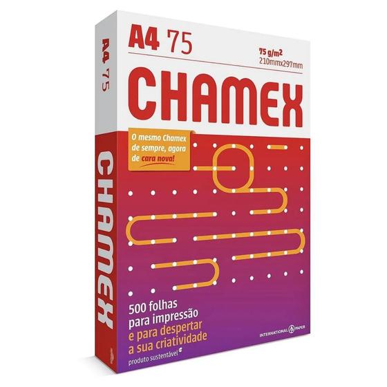 Imagem de Papel CHAMEX Sulfite A4 75g Pacote Resma com 500 Folhas